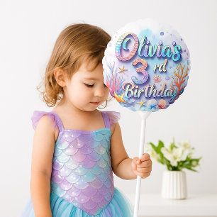 Mermaid Custom Name & Age - Under the Sea Party Balloon