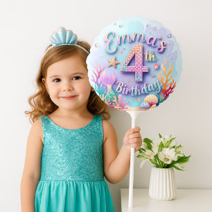 Mermaid Custom Name & Age - Under the Sea Party Balloon