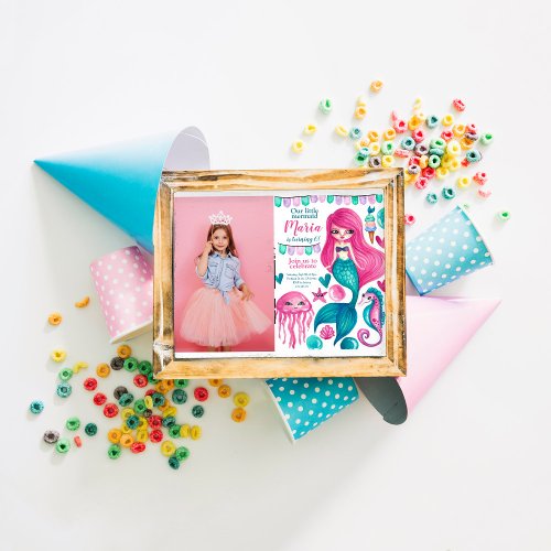 Mermaid Custom photo Birthday Invitation 