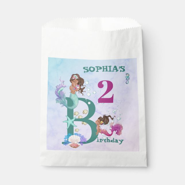 Mermaid Cute Blue Personal  Pink Favor Bag (Front)