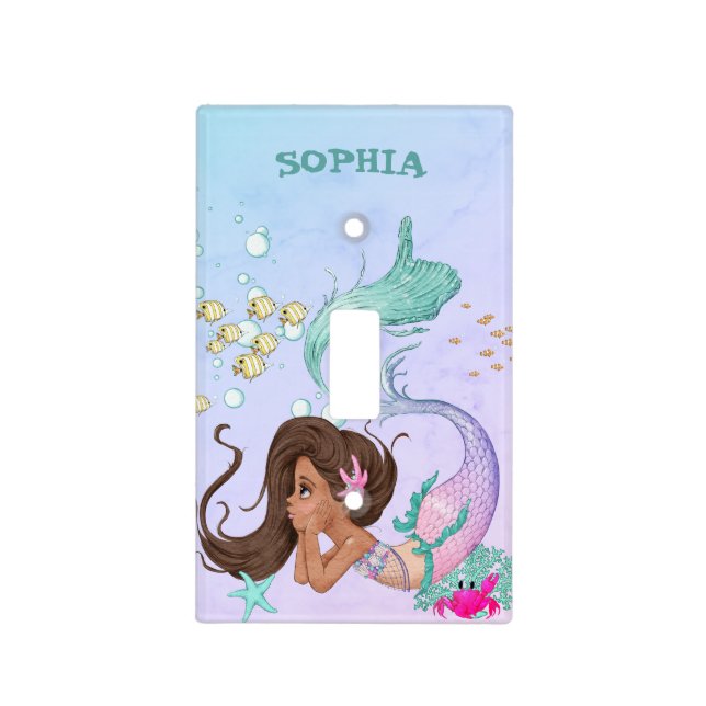 Mermaid Cute Blue Starfish Girly Personal   Light  Switch Cover (Front)
