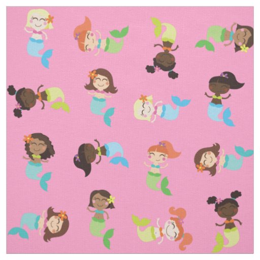 Mermaid Cute Cartoon Kids Print Fabric