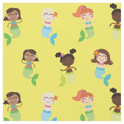 Mermaid Cute Cartoon Kids Print Fabric