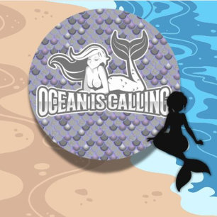 Mermaid Cute Grey  Classic Round Sticker