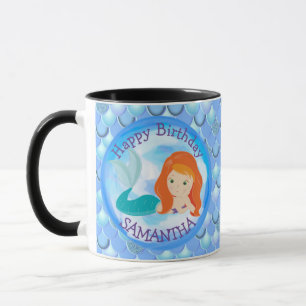 Mermaid Cute Happy BIRTHDAY BLUE Mug