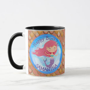 Mermaid Cute Happy BIRTHDAY PINK Mug