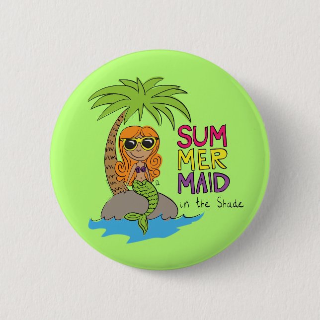 Mermaid Cute Kids Girls Button (Front)