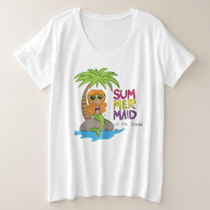 Mermaid Cute Kids Girls Plus Size T-Shirt