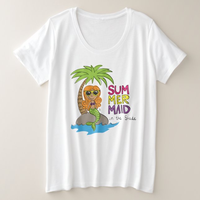 Mermaid Cute Kids Girls Plus Size T-Shirt (Design Front)