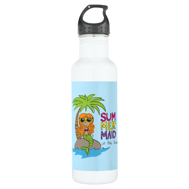 Mermaid Cute Kids Stainless Steel Water Bottle (Front)