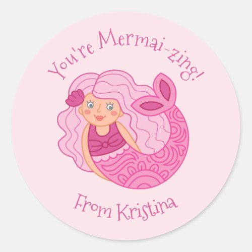 Mermaid Cute Kids Valentines Day Sticker
