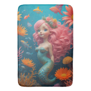 Mermaid Cute Pink Bath Mat