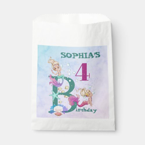 Mermaid Cute Pink Blue Personal  Favor Bag