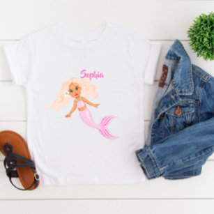 Mermaid Cute Pink Girly Personal Name Baby T-Shirt
