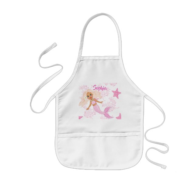 Mermaid Cute Pink Girly Starfish Kids' Apron (Front)