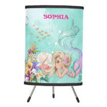 Mermaid Cute Pink Green Starfish Personal   Tripod Lamp