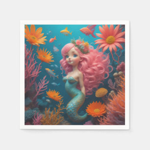 Mermaid Cute Pink Napkins
