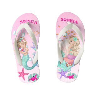 Mermaid Cute Pink Starfish Personal Kid's Flip Flops