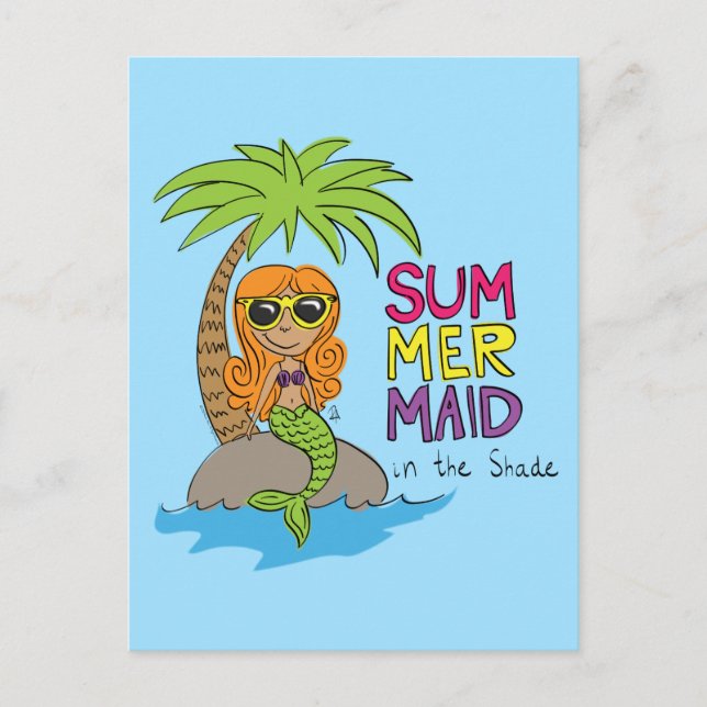Mermaid Cute Postcard for Summer (Front)