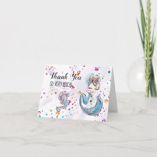 *~* Mermaid Cute Sea Horse  Baby Shower Thank You