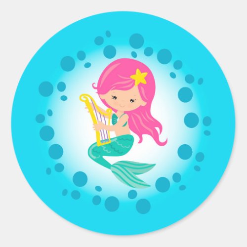 Mermaid _ Cute Under The Sea Girl Classic Round Sticker