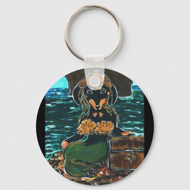 Mermaid Dachshund Keychain (Front)