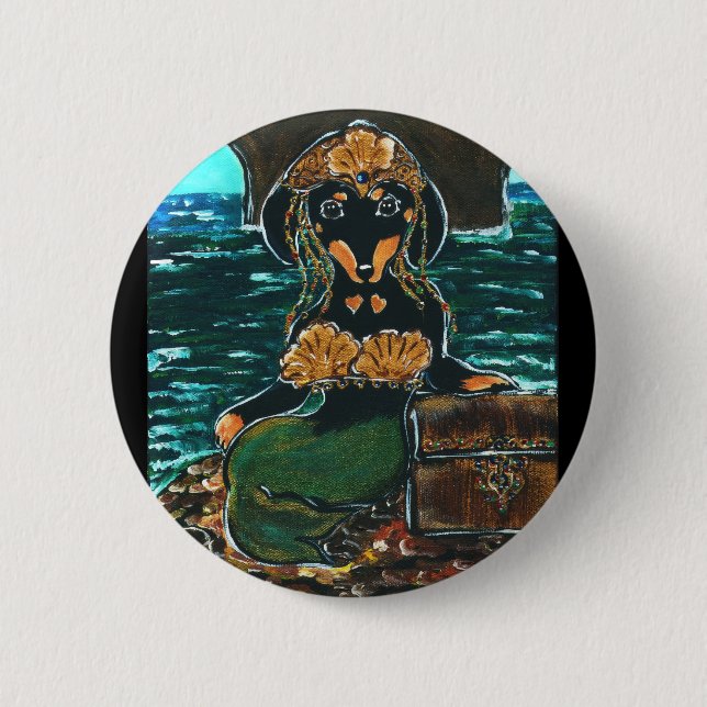 Mermaid Dachshund Pinback Button (Front)