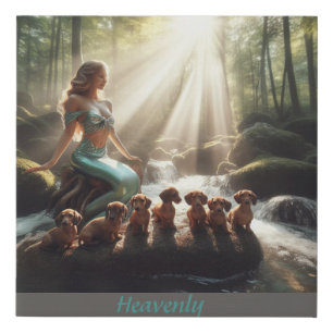 Mermaid Dachshunds Faux Wrapped Canvas Print