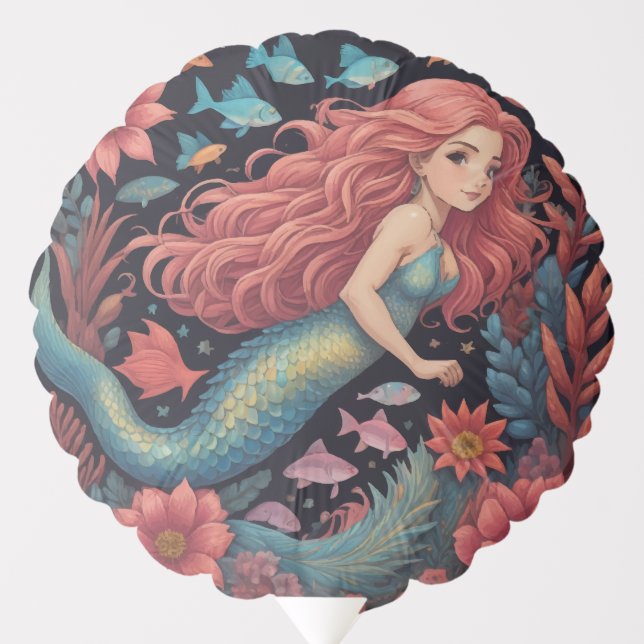 Mermaid Dark Ocean  Balloon (Front)