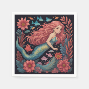 Mermaid Dark Ocean Napkins