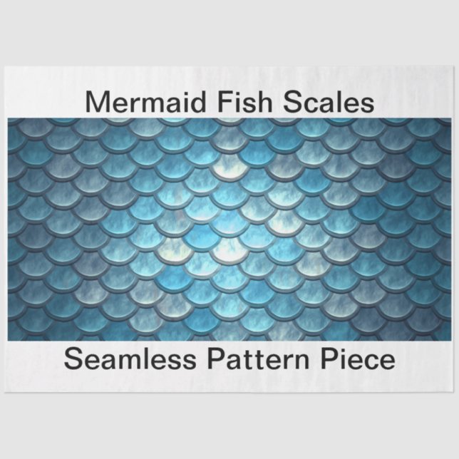 Mermaid Decoupage Seamless Background Turquoise Tissue Paper (Front)