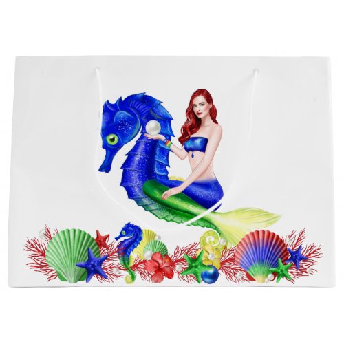 Mermaid Deep Blue  Large Gift Bag