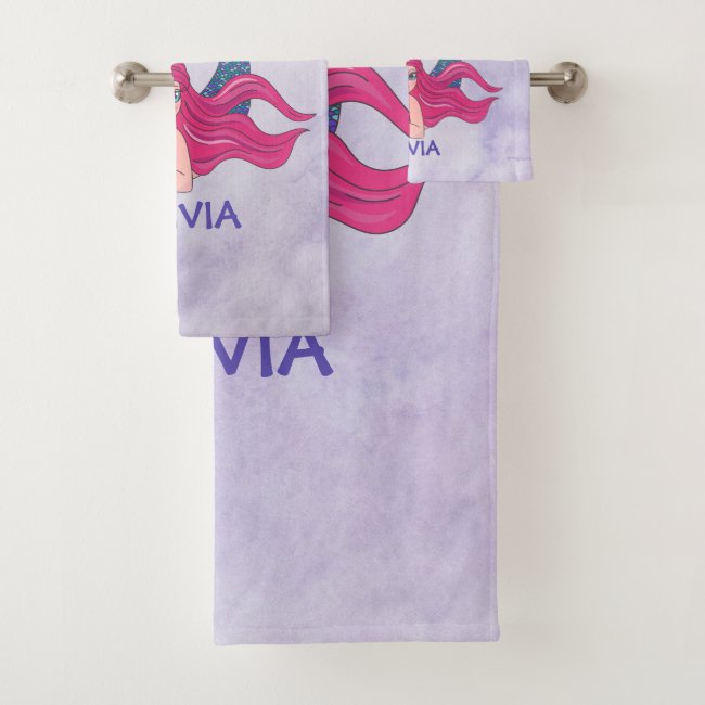 Mermaid Design Bath Towel Set
