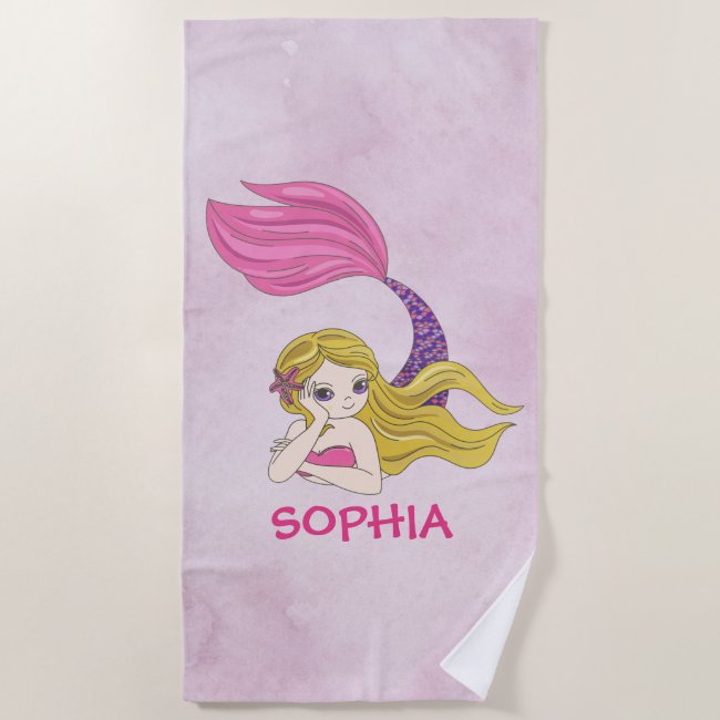 Mermaid Design Beach Towel
