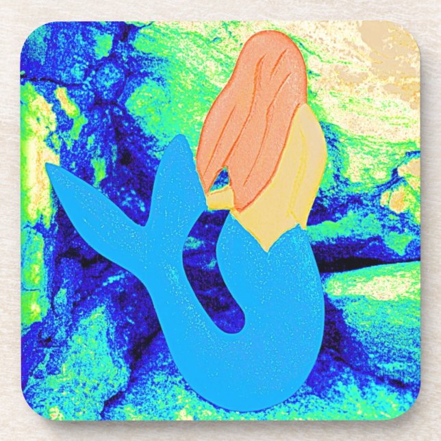 mermaid design beverage coaster (Front)