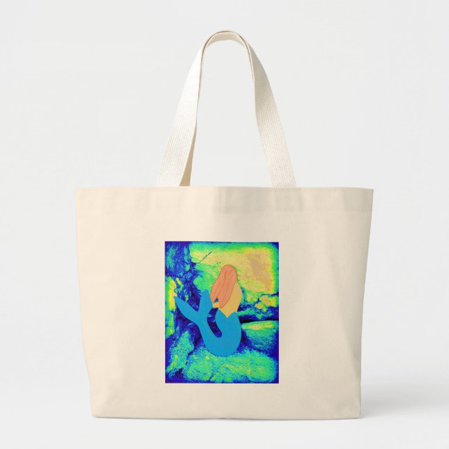 mermaid design large tote bag (Front)