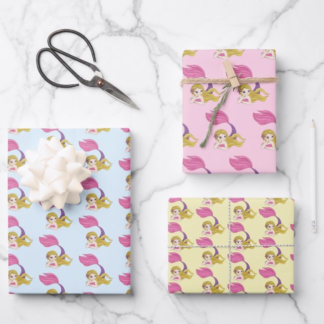 Mermaid Design Wrapping Paper Set