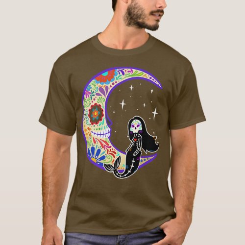 Mermaid Dia de Los Muertos Skeleton T_Shirt