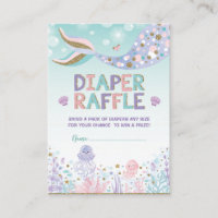 Mermaid Diaper Raffle Baby Girl Beach Sea Ocean Enclosure Card