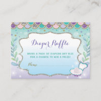 Mermaid Diaper Raffle Baby Shower Under the Sea Enclosure Card