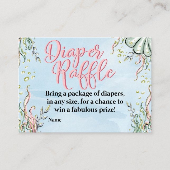 Mermaid Diaper Raffle Insert Card (Front)
