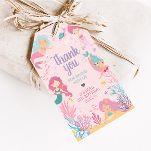 Mermaid Dive into Five Birthday Party Favor Tags