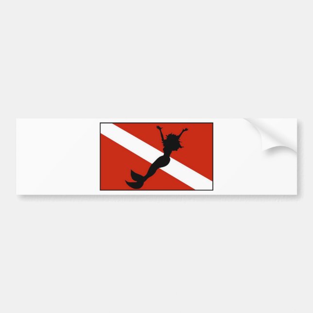 Mermaid Diver Flag Bumper Sticker (Front)