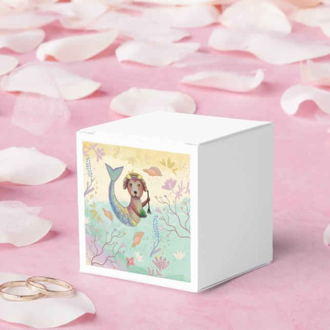 mermaid dog pattern  favor boxes (Wedding)