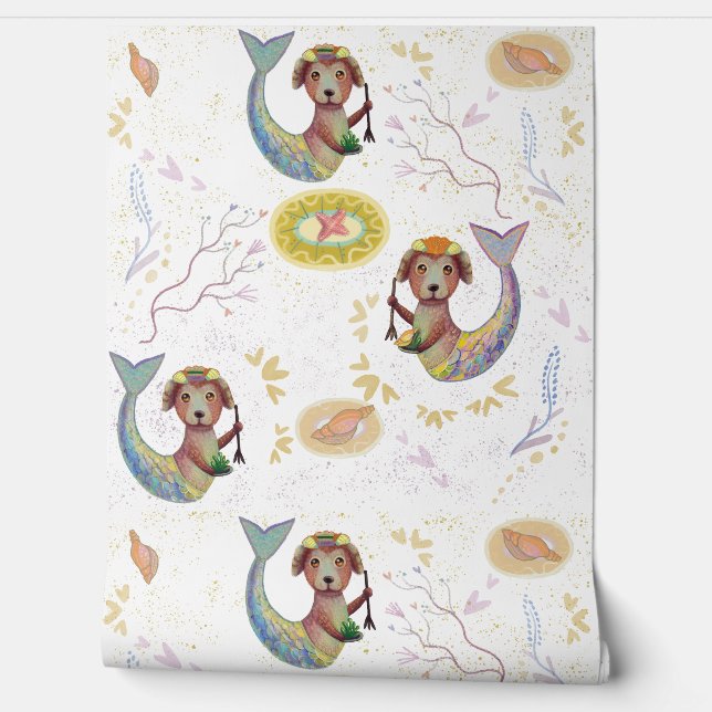 mermaid dog pattern  wallpaper  (Unrolling)