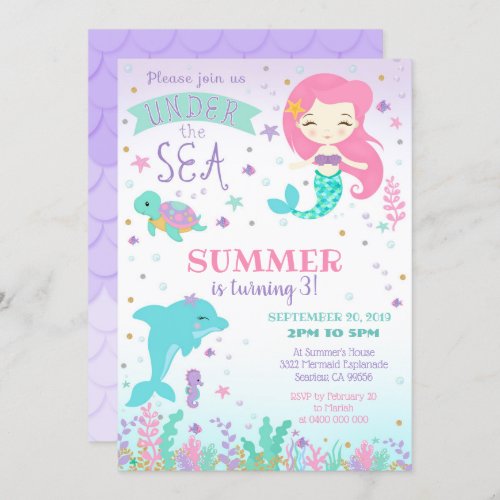 Mermaid Dolphin Invitation _ Under the Sea
