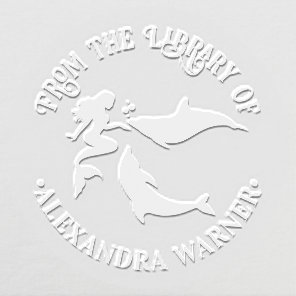 Mermaid, Dolphins Silhouette Library Book Name Embosser