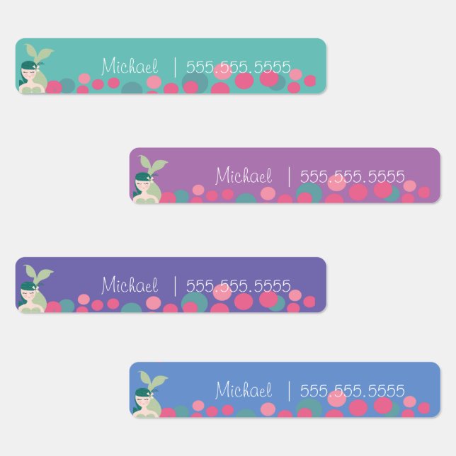 Mermaid Dot School Class Lunch Name Number Labels (Group)