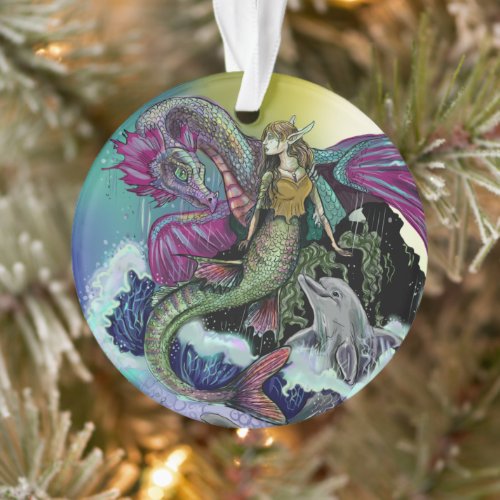 Mermaid, Dragon,&amp;Dolphin Ornament