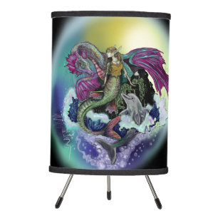 Mermaid, Dragon,&Dolphin Tripod Lamp